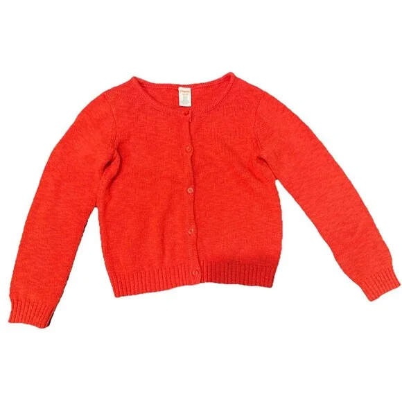 Gymboree Girls Orange Red Button Front Knit Cardigan Sweater Size M 7-8‎