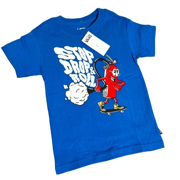 Vans by stop‎ drop roll boy toddlers tee shirt size 2T blue short sleeve graphic