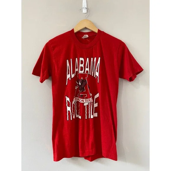 Alabama Crimson Tide Vintage 90s Roll Tide Retro Graphic T Shirt Red Youth LARGE