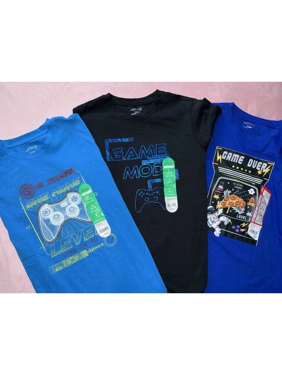 BCG Boys L 14-16 SS - Lot Of 3 - Shirt Fun With Gaming NWT