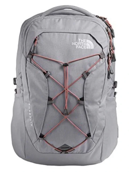 The North Face Light Gray Backpack with Pink Accent, Borealis