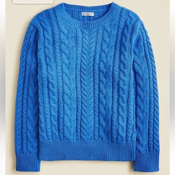 J crew blue Kids' cable-knit crewneck sweater