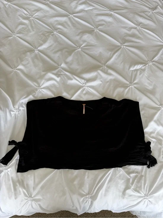 Free People Black Tie-Sleeve Tank Top