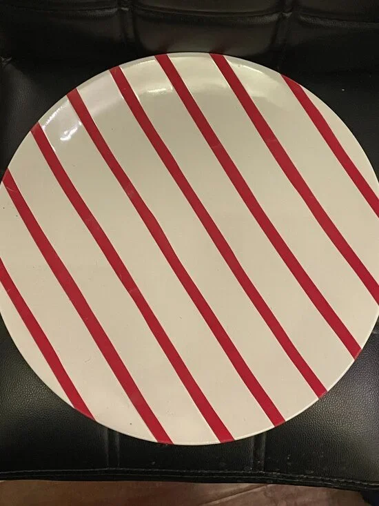 Threshold Holiday Candy Cane Striped Serve Platter Stoneware-NWT
