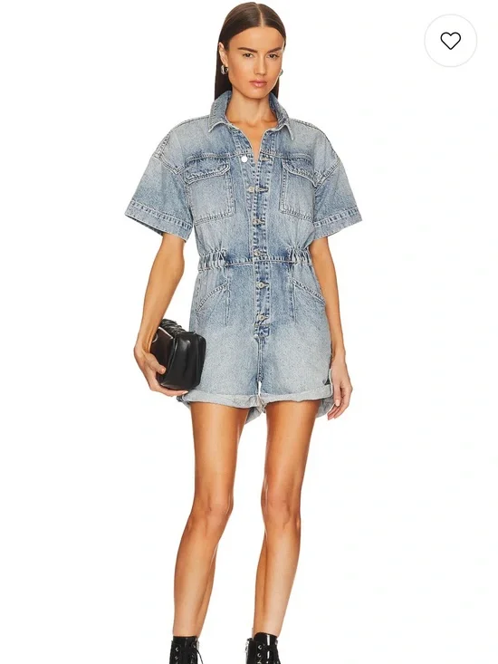 We The Free Oversized relaxed fit denim cutoffs romper/Free People/SMALL/NWOT