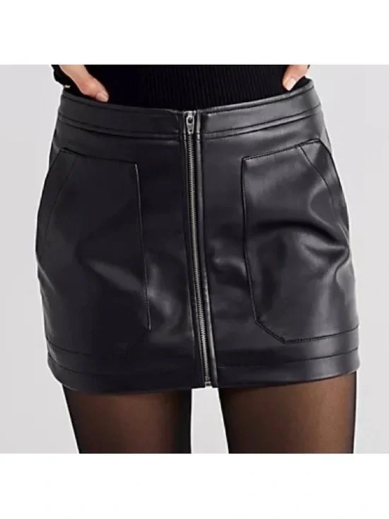 Free People Maya Mod Vegan Leather Mini Skirt Sz 8