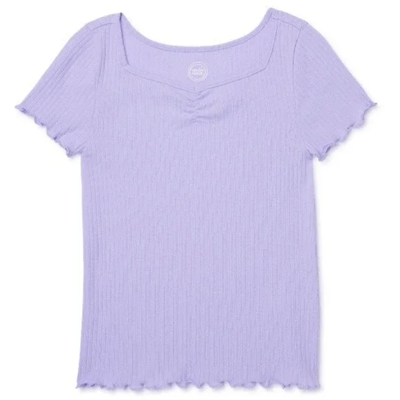 Wonder Nation Girls Rib Top XS 4-5 New with Tags Lilac Bud Lettuce Edge Soft
