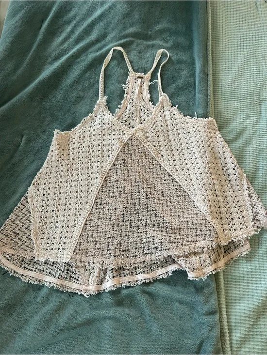 Free People Cream Crochet Open-Back Camisole