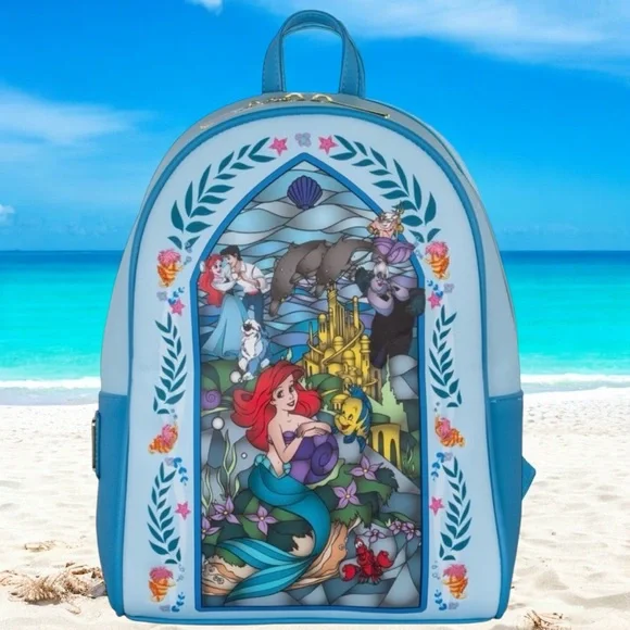 Loungefly Disney The Little Mermaid Stained Glass Backpack New with Tags B33