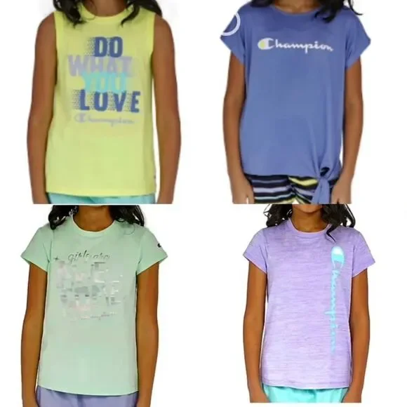 NWT Champion girls‎ tees tank top T-shirt vibrant colors sz 4 lot bundle 347