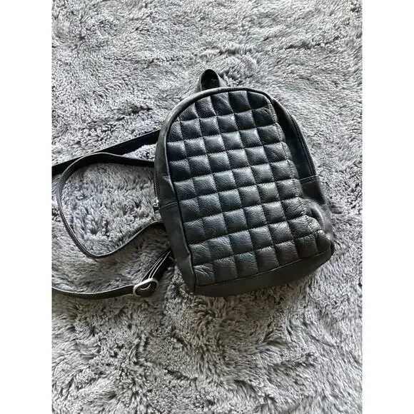 Still Nordic Flo‎ City Backpack 65654 Leather Quilted Mini Bag Travel Black