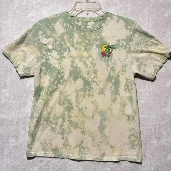 Vans Shirt Youth Large Green‎ Bleach Tie Dye Tropical Palm Graphic Cotton