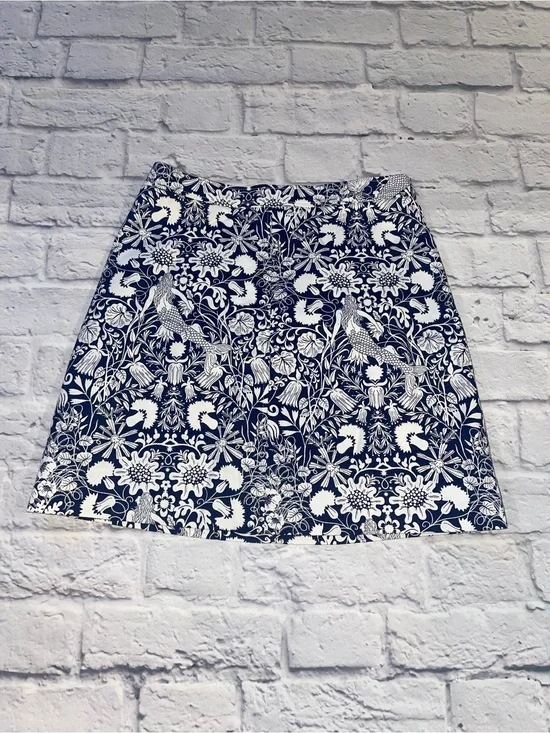 J. Crew Natasha twill-blend skirt in mermaid print, Size 00 NWT