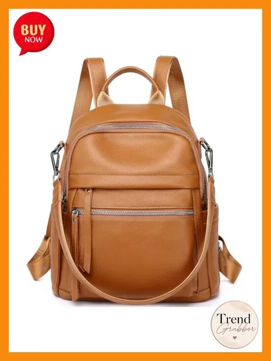 Genuine Leather Backpack Purse for Women Full Grain Cowhide 3-in-1 Convertible