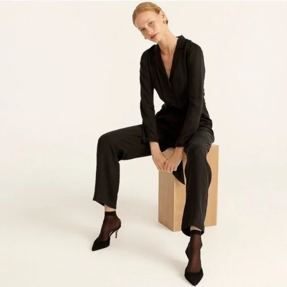 NWT J. Crew Curpo Blend Tuxedo Long Sleeve Jumpsuit Size 12
