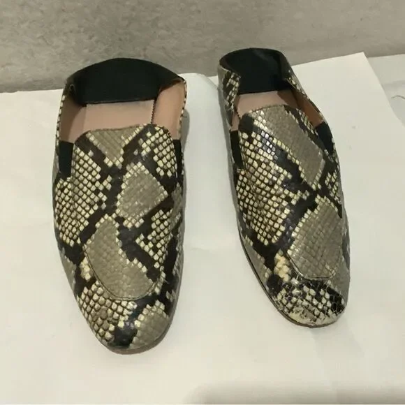 J.Crew Women's Sz 9 Snakeskin Embossed Leather Convertible Mules Loafers