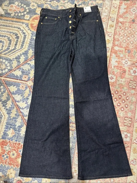 J. Crew Dark Indigo Wide-Leg Flare Jeans