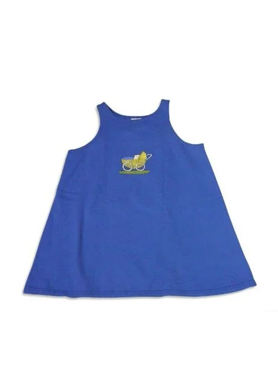 Mulberribush Girls Blue Cotton Tank Baby Carriage Print Size 7 USA