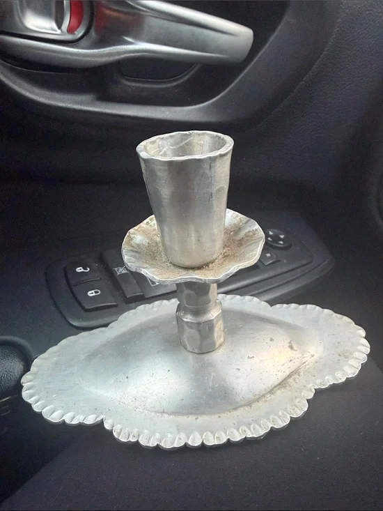 Silver Metal Candle Holder - Classic Home Dining Accessory