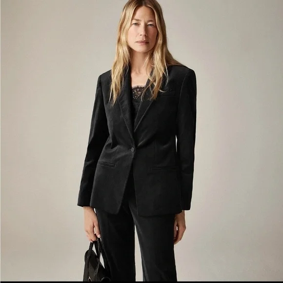 NWT J.Crew Alexandra Blazer in Black Velvet Size 12P