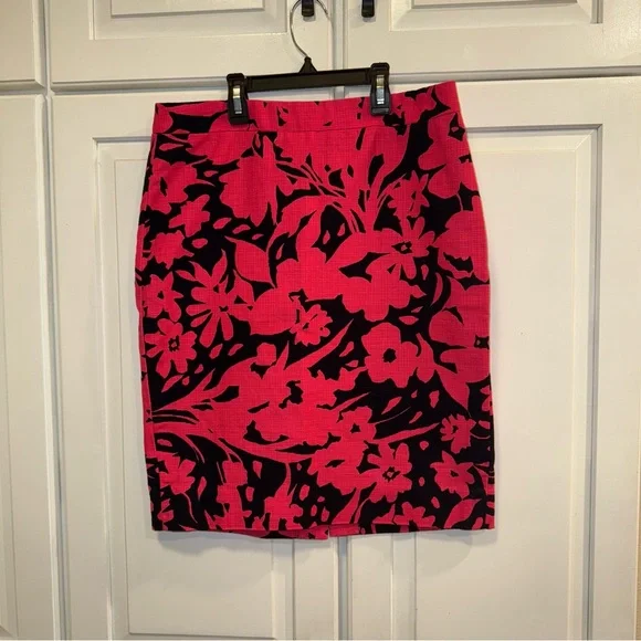 J. Crew Pencil Skirt Hot Pink/Navy- Size 2‎