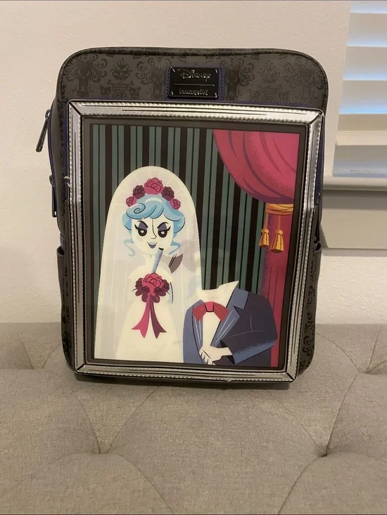 Disney Loungefly Haunted Mansion Black Widow Bride Mini Backpack headless groom