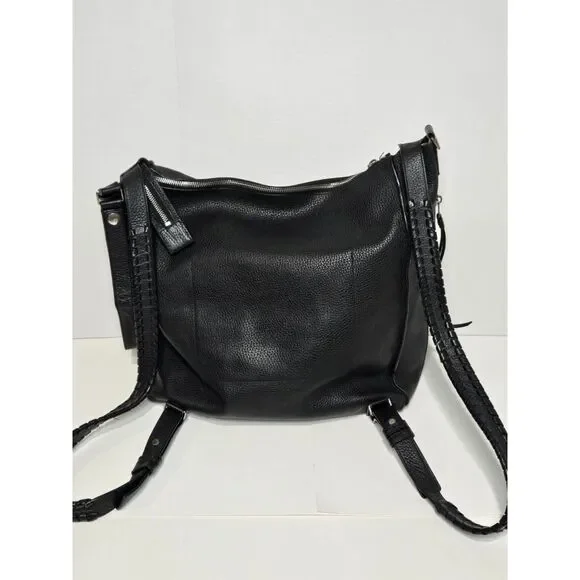AllSaints Kita Large Pebbled Leather Backpack | Black