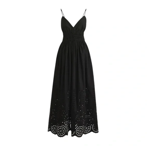 NWT J‎ Crew V-Neck Spaghetti Strap Eyelet Sundress Petite Summer Vacation Resort