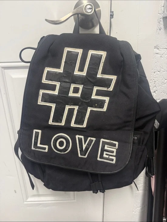 PORTS 'LOVE' Canvas Backpack - Inside Excellent Condition - Black