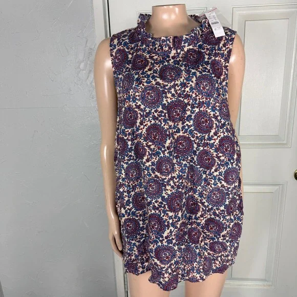 NEW J. Crew Women's Shirt 3X Floral Fleur Top BP777 Linen Sleeveless Floral CC1