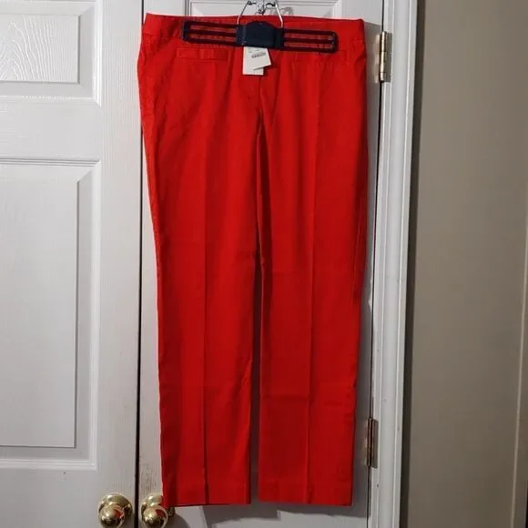 J. Crew Stretch City Fit Reddish Orange  bright Pants Sz 8 NWT