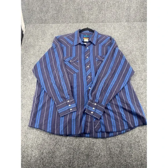 Black Canyon Western Button Down Shirt Mens 2X Blue Purple Striped Long Sleeve