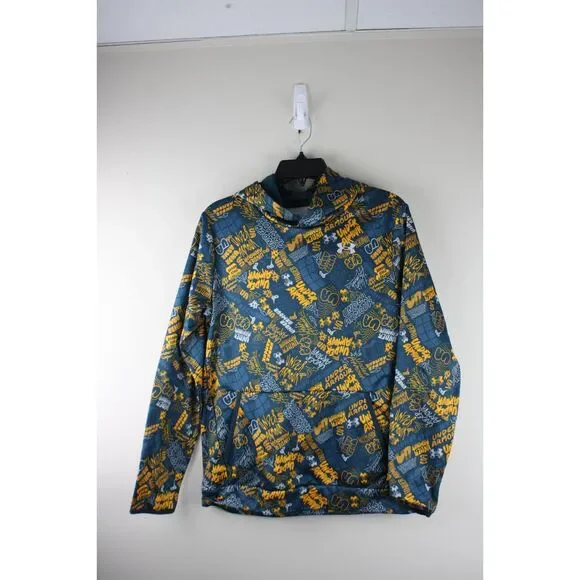 Under Armour Boys Youth XL YXL Graffiti Print Pullover Hoodie Blue Orange