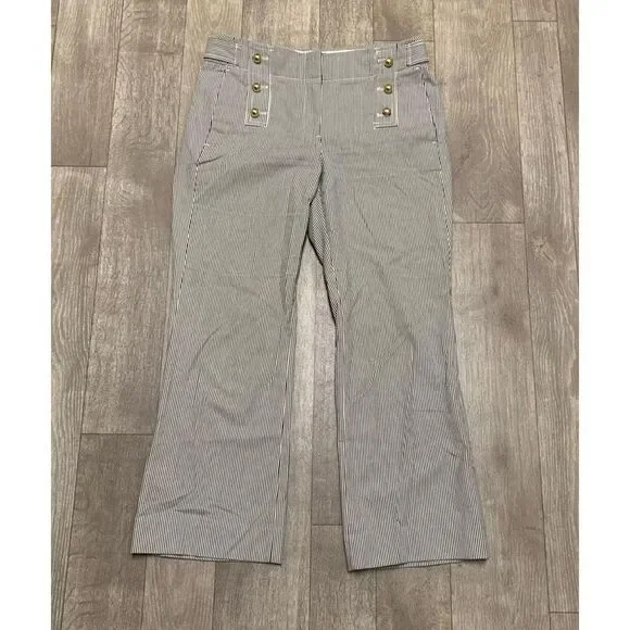 J. Crew Navy and White Pinstripe Cropped Sailor Pants