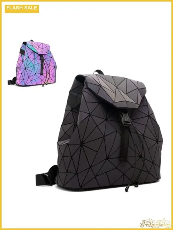 Holographic Geometric Women's Backpack Luminous Travel Daypack