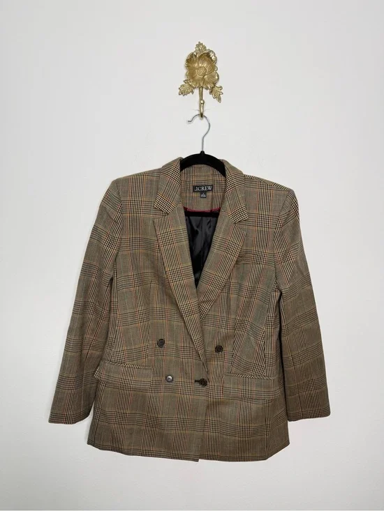 J.Crew Double-breasted Blazer Glen Plaid Wool 2