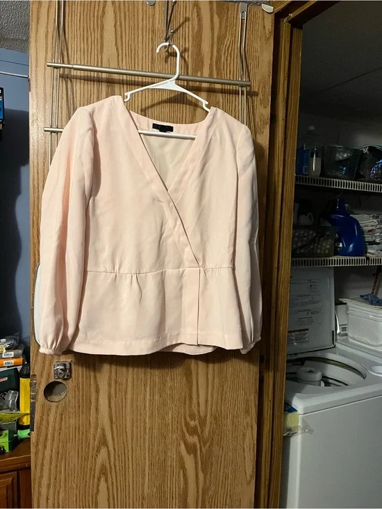 J. Crew Blush Pink Wrap-Front Peplum Blouse