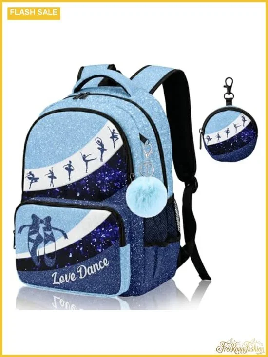Water Resistant Polyester Dance Backpack with Coin Purse & Key Chain for School