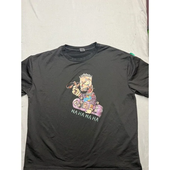 Boys black Graphic T-Shirt XL Skater Cartoon Streetwear bart simpson