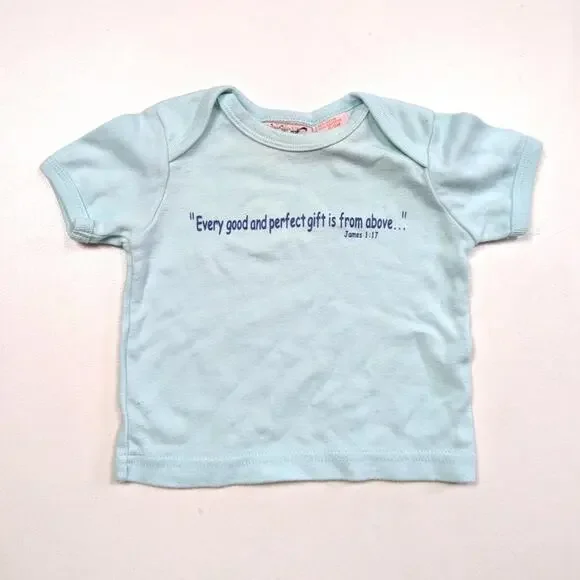 Vintage Shirt Unisex Children's Baby 6m Blue James 1:17 Scripture