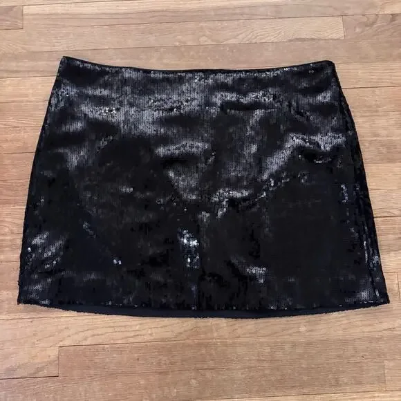 J. Crew black sequin mini pencil skirt size 24 b47