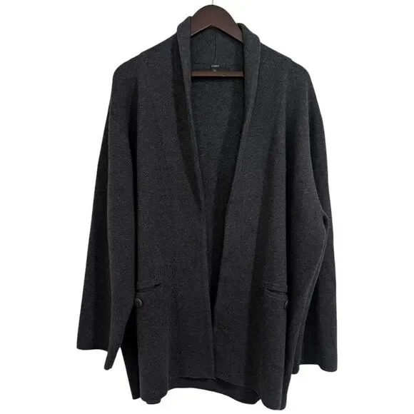 J.Crew 2X Camille Shawl Collar Sweater Blazer Charcoal Grey Style AL234