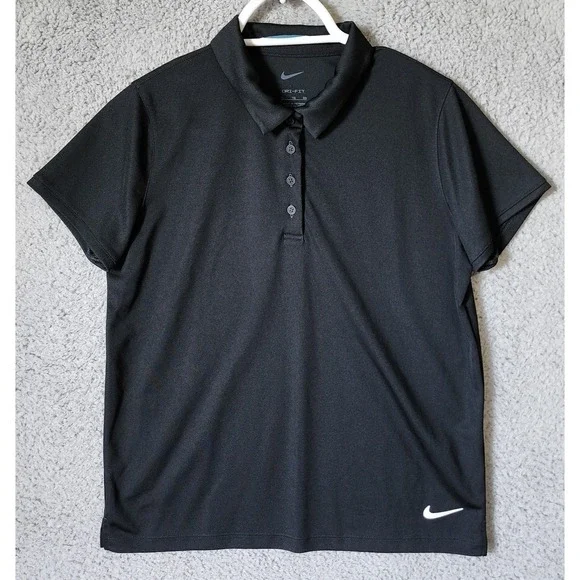 Nike Girls Size XL‎ DriFit Golf Victory Polo Shirt Polyester Black DN1967-010