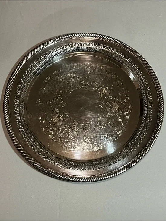 vintage Wm. Rogers silver-plated reticulated serving tray, model number 170