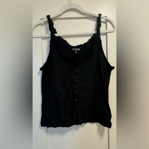 J.Crew Black Button-Front Sleeveless Tank