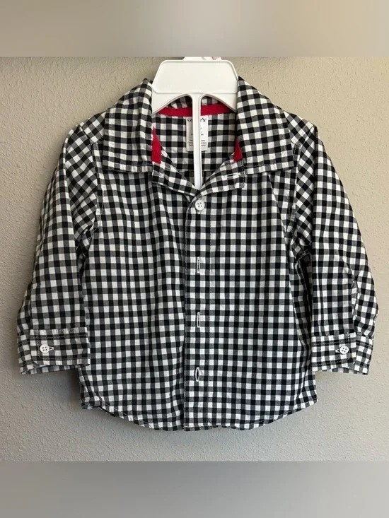 Carter's Boy’s Plaid Botton-Down Long Sleeve Shirt | Size 12M Months | EUC