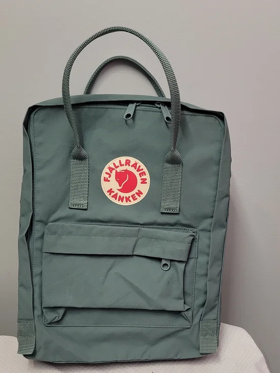 Fjallraven Kanken Backpack in Teal with Red Logo