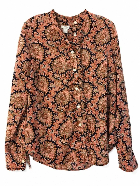 J.Crew 🔥Paisley🔥Ruffle Blouse – Size M Perfect for Fall 🍁🍂