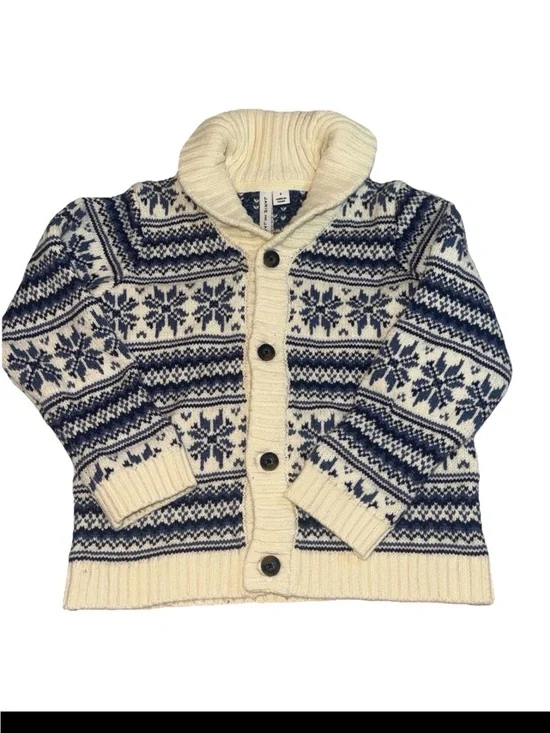 Janie And Jack The Festive Fair Isle Cardigan 3 Sweater Blue Cream