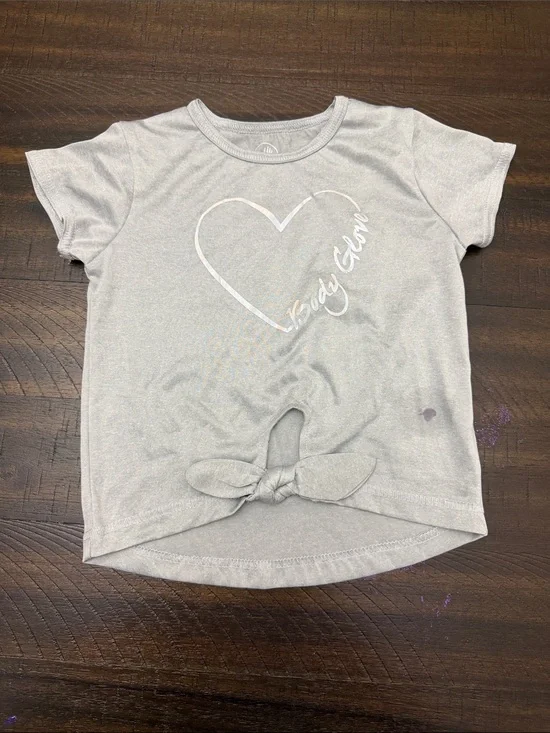 Girls' Gray Heart Tie-Front Tee